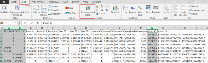 Image of Excel Ribbon Menu Options